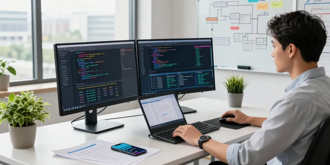 快连 software interface displayed on modern monitors in a tech workspace.
