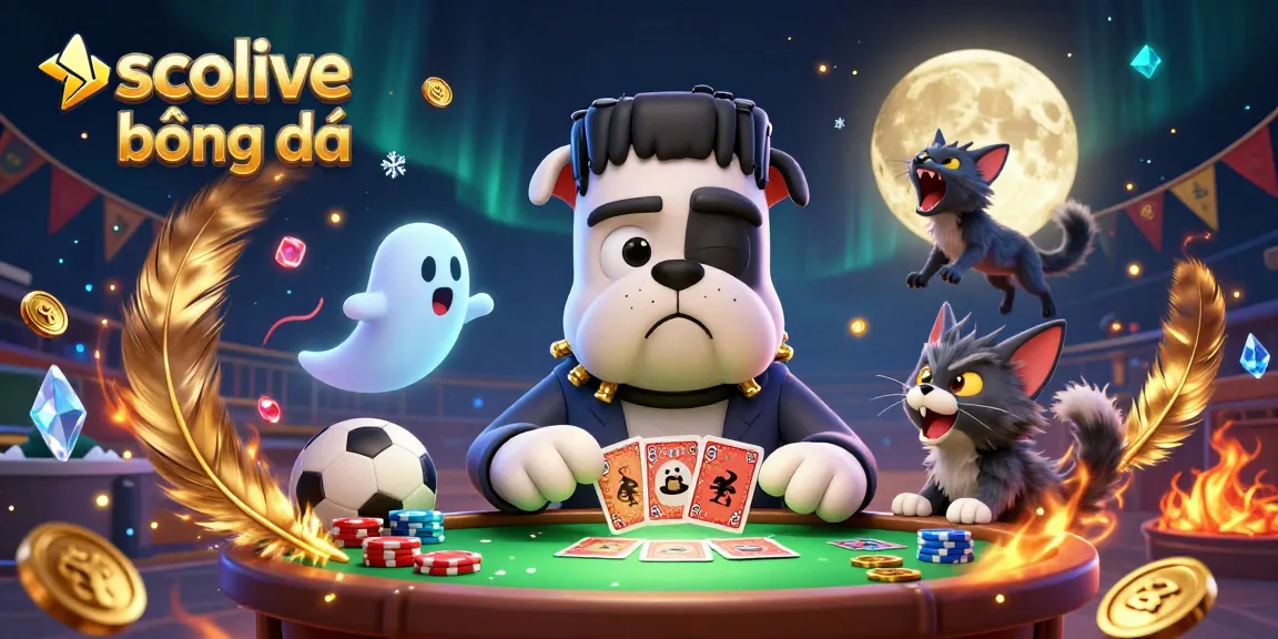 Socolive bóng đá provides an engaging sports betting experience with monsters at a green-lit casino table.