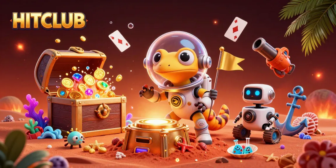 Experience thrilling wins at HITCLUB with our vibrant casino scene featuring colorful treasures and adventurous gameplay.