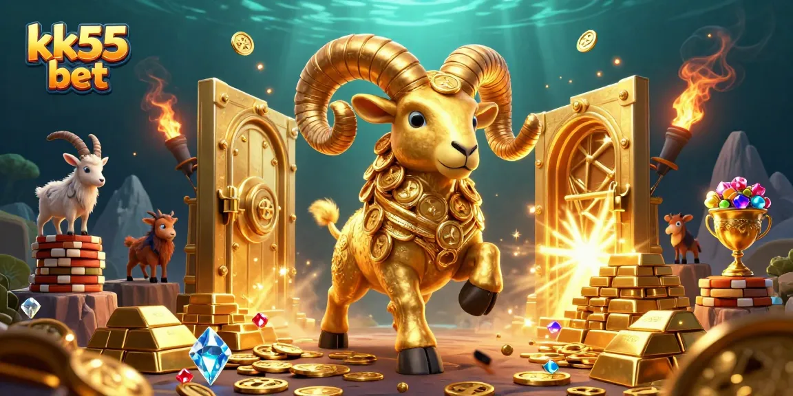 Experience thrilling wins at kk55 bet with a golden ram charging through a treasure vault.