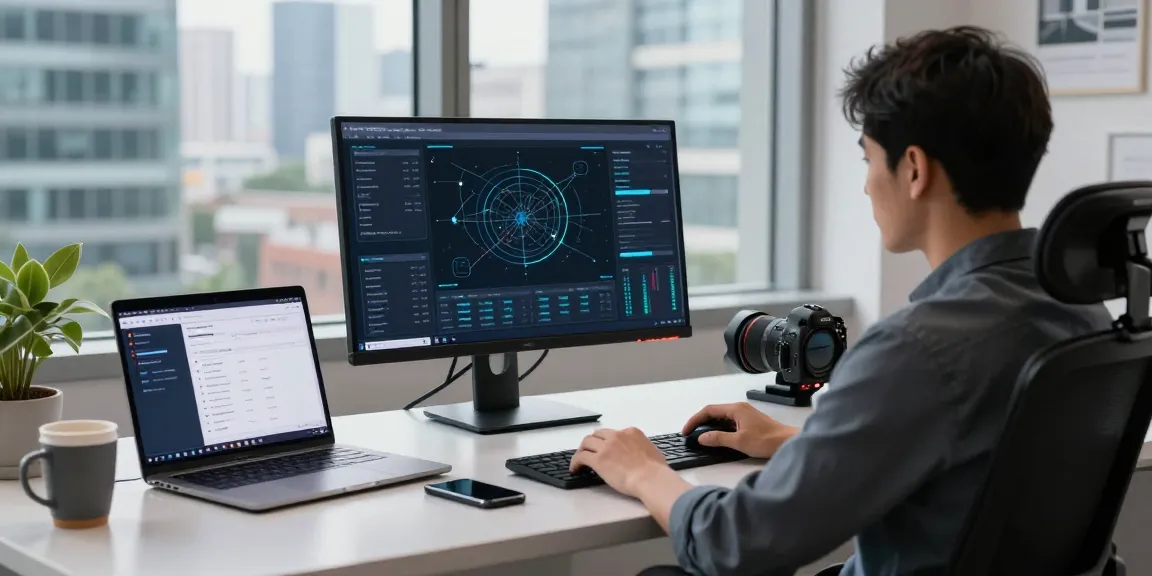 快连 enhancing productivity in a modern tech workspace with fast internet solutions and analytics.