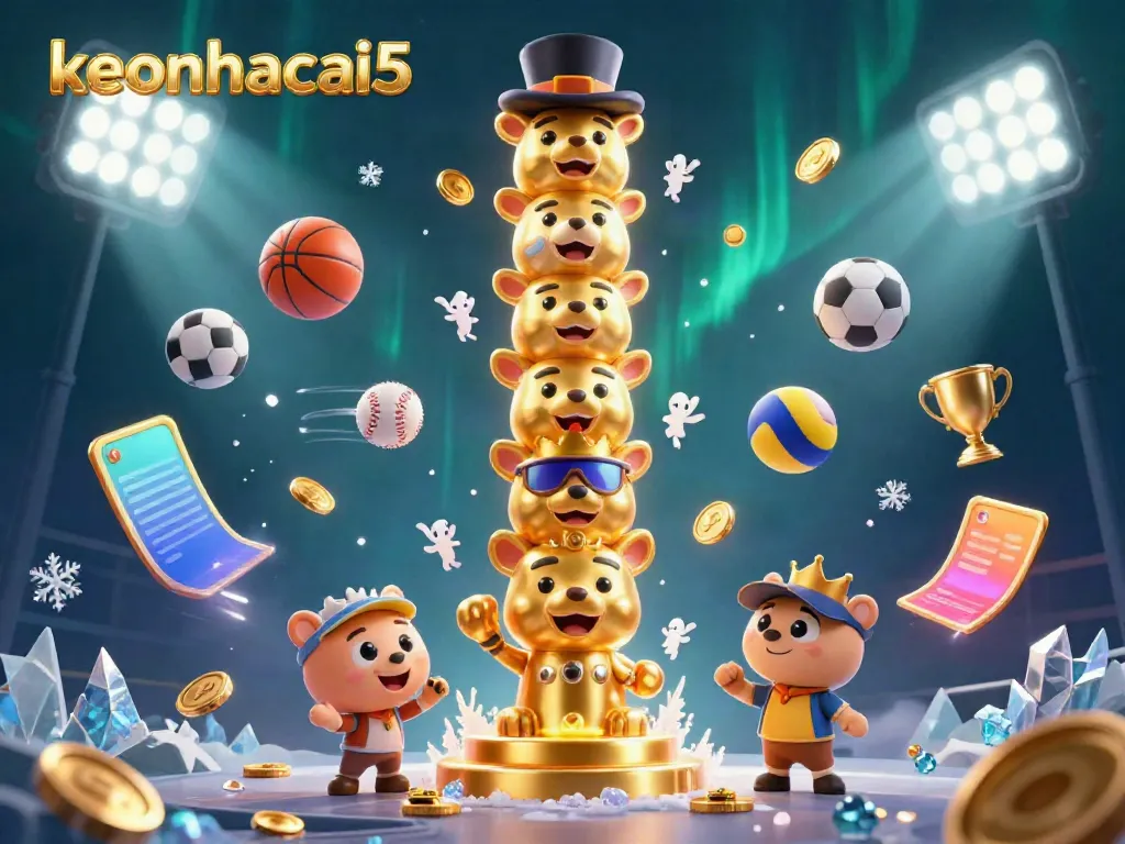 Engage with sports betting excitement on keonhacai5 featuring a dynamic totem pole and vibrant game elements.