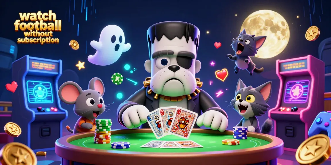 Experience thrilling moments as you watch football without subscription in a vibrant casino-themed scene.