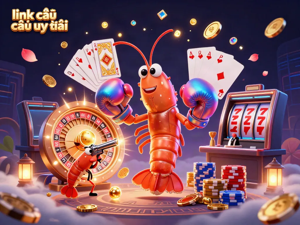 Experience thrilling gameplay with link vào nhà cái uy tín featuring lively shrimp characters and casino elements.