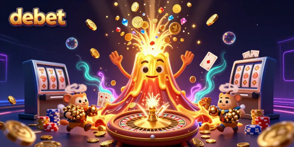 Experience the excitement of debet in this vibrant casino-themed 3D illustration.