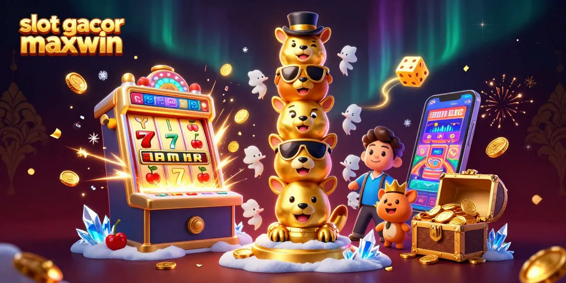 Engage with slot gacor maxwin through vibrant totem-inspired 3D illustration of exciting casino elements.