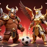 Engage in thrilling sports betting with trang cá cược bóng đá, illustrated with dynamic characters and elements.