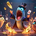 Cakhia showcases a magical deep-sea casino scene with vibrant characters and gambling elements, enhancing the experience.