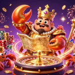 Experience the excitement of v-league trực tiếp hôm nay with dynamic casino elements featuring a golden crab emperor.