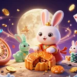 Experience the excitement of alo8 with the moon rabbit revealing poker chips and dynamic casino elements.