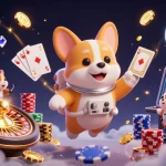 Experience the thrilling casino adventure at mb668u, with an astronaut corgi in zero gravity and vibrant slot machine icons.