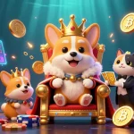 Experience exciting games at mm88 casino with vibrant characters, glowing cryptocurrency coins, and dynamic gaming elements.