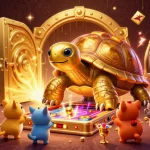 Experience the fun of crazyvegas no deposit bonus with a colossal golden tortoise gaming scene packed with jewels and treasures.